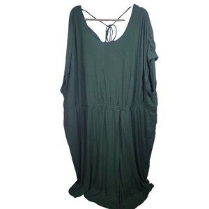 Universal Standard Dark Green Viscose Blend Dolman Sleeve Midi Dress Size 3XL